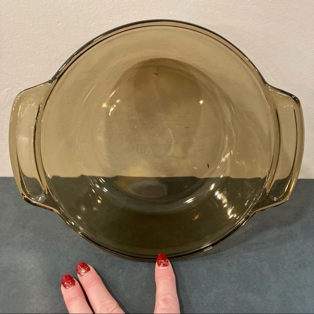 Vintage Anchor Hocking tan glass casserole dish